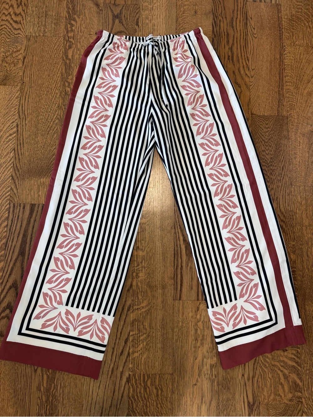 Striped Maroon & Black Women’s Casual satin pants